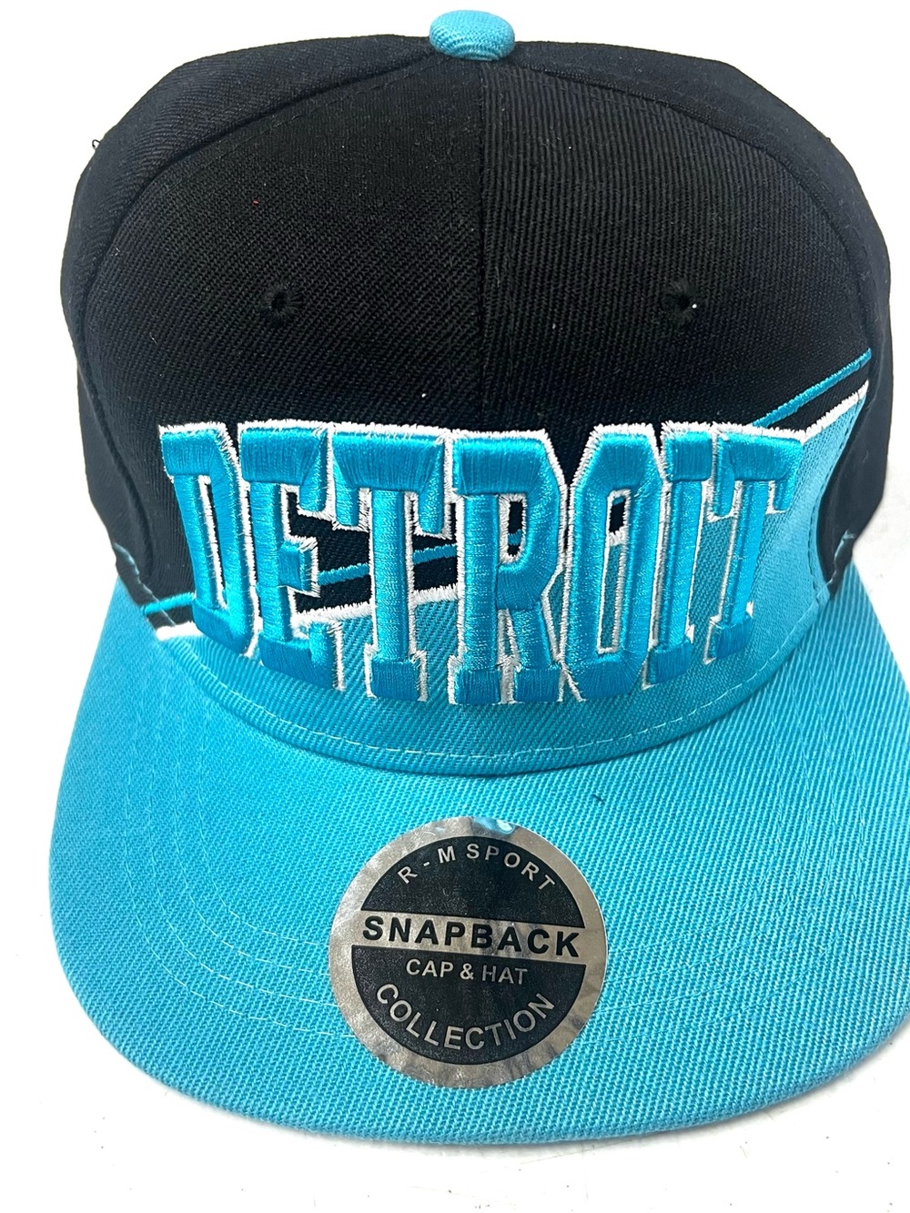 Detroit Lions Embroidered Snapback Cap - Black & Teal